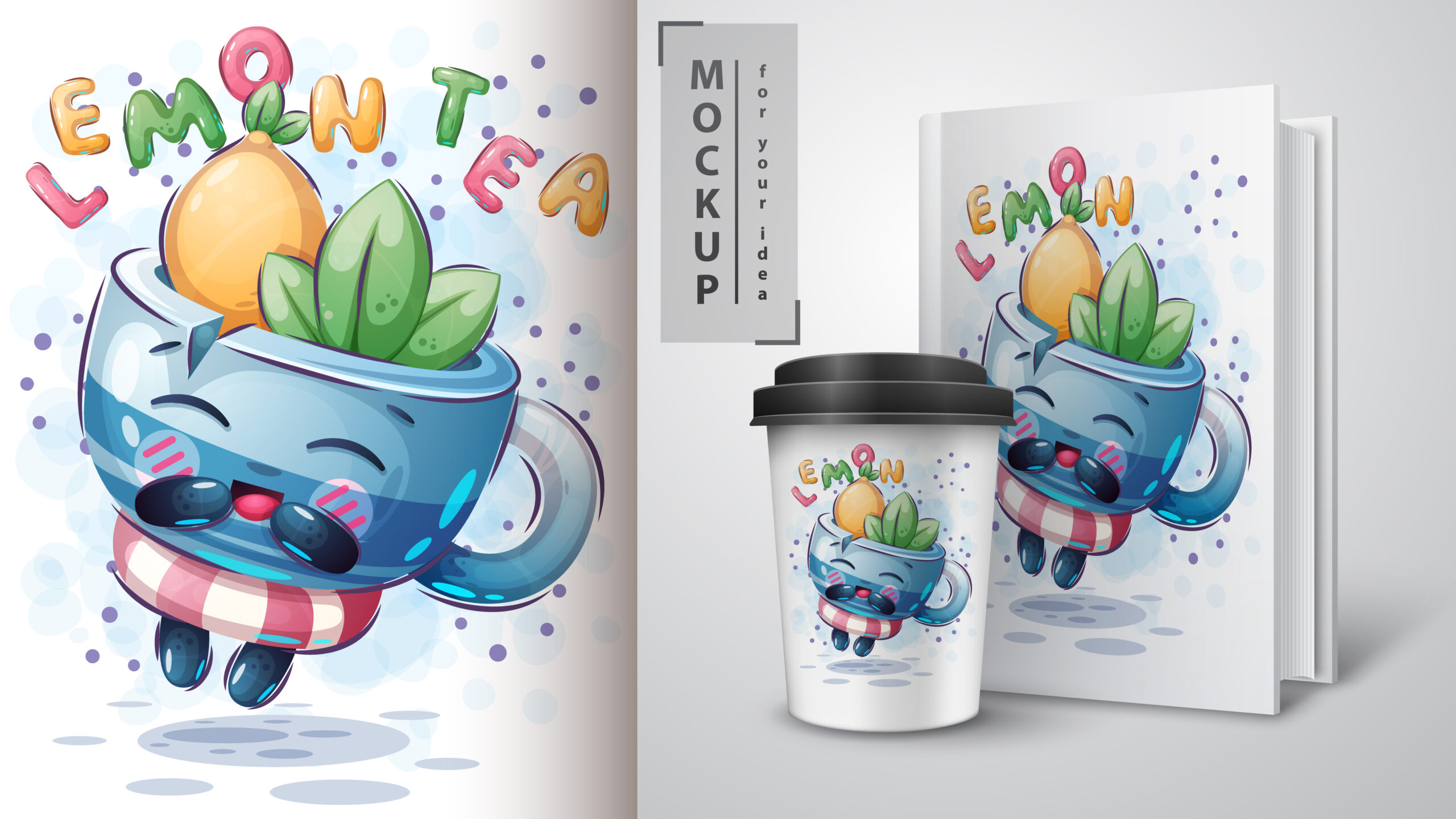 Tea with Mint and Lemon poster and merchandising. Vector eps 10