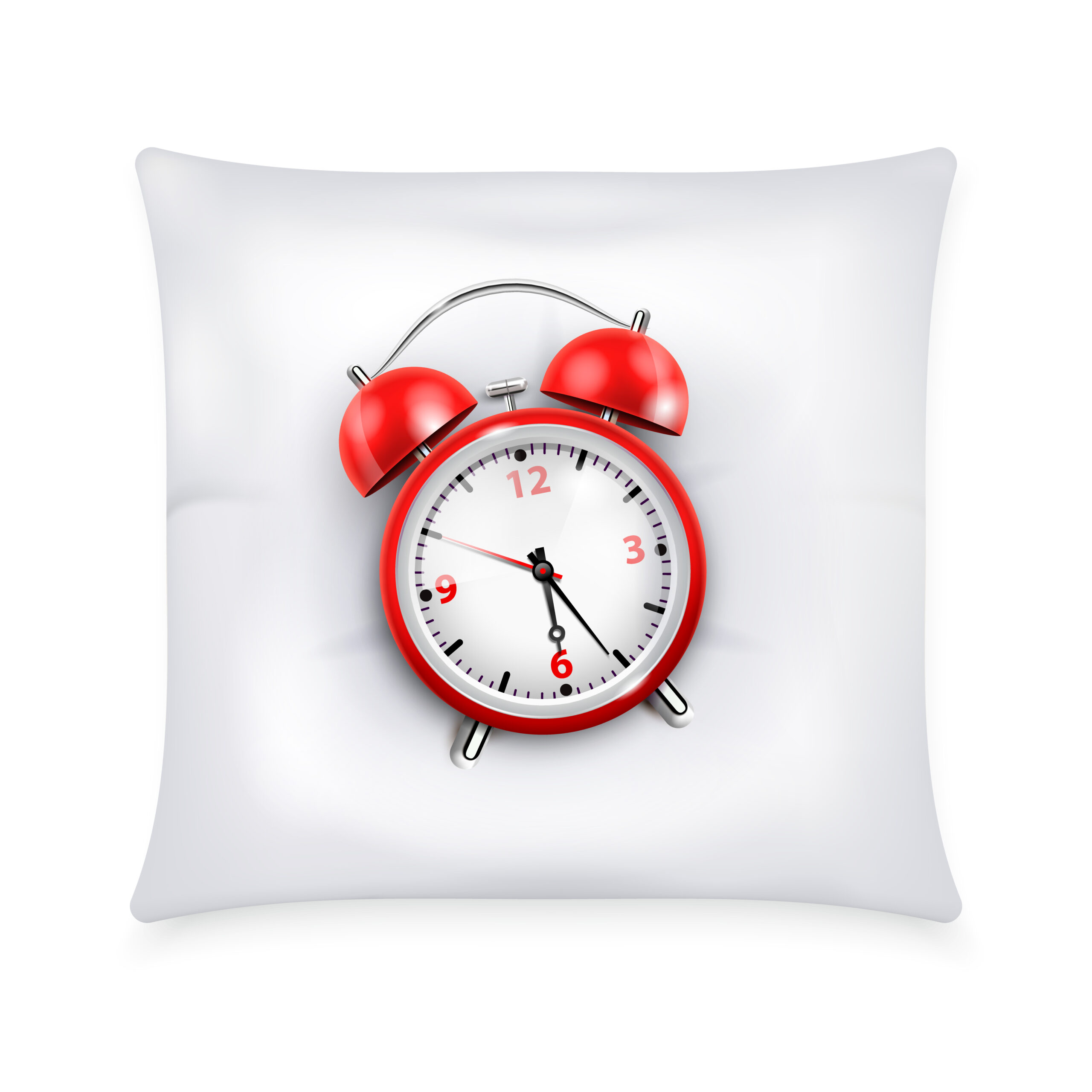 Red alarm clock with two bells in retro style on white pillow  realistic design concept vector illustration SSUCv3H4sIAAAAAAACA01RwU7DMAz9FcvnjoG49YbQhODCNCQuEwc3MZ1ZmlRJ2jJN/XecbUy72X4vz88vR2woicH6iOLckHKkLMFj/VAhW8khCjms7+cKU6Y8JE7K1c5Q5lbRU/8vsj2WOdb4eqOVls9O+sVTzKgiQ6PwJxtVxrm68n3mKCGmK+W9+VFSwvmrQmrZm0PZq4sjO6aTja1C+0kfdhdPo1gO55IGK6XEMRhyij8Wz+opdGXaRup3YqKMHEtvORktcMMWyFHswLhg9jBJ3kGeAjTsXALxEDnHACkfHEPwMO0kM/SaXZhAQXKSshhQQWk9mOAN9xnG08FwG/EdrDRfalRntf4A8hY27C3HsuVt/QLfIXZUMsu/JSKsLlmdtdIynBNaduQXHVleXAZKDHv9wHme/wCt1gWq3gEAAA==