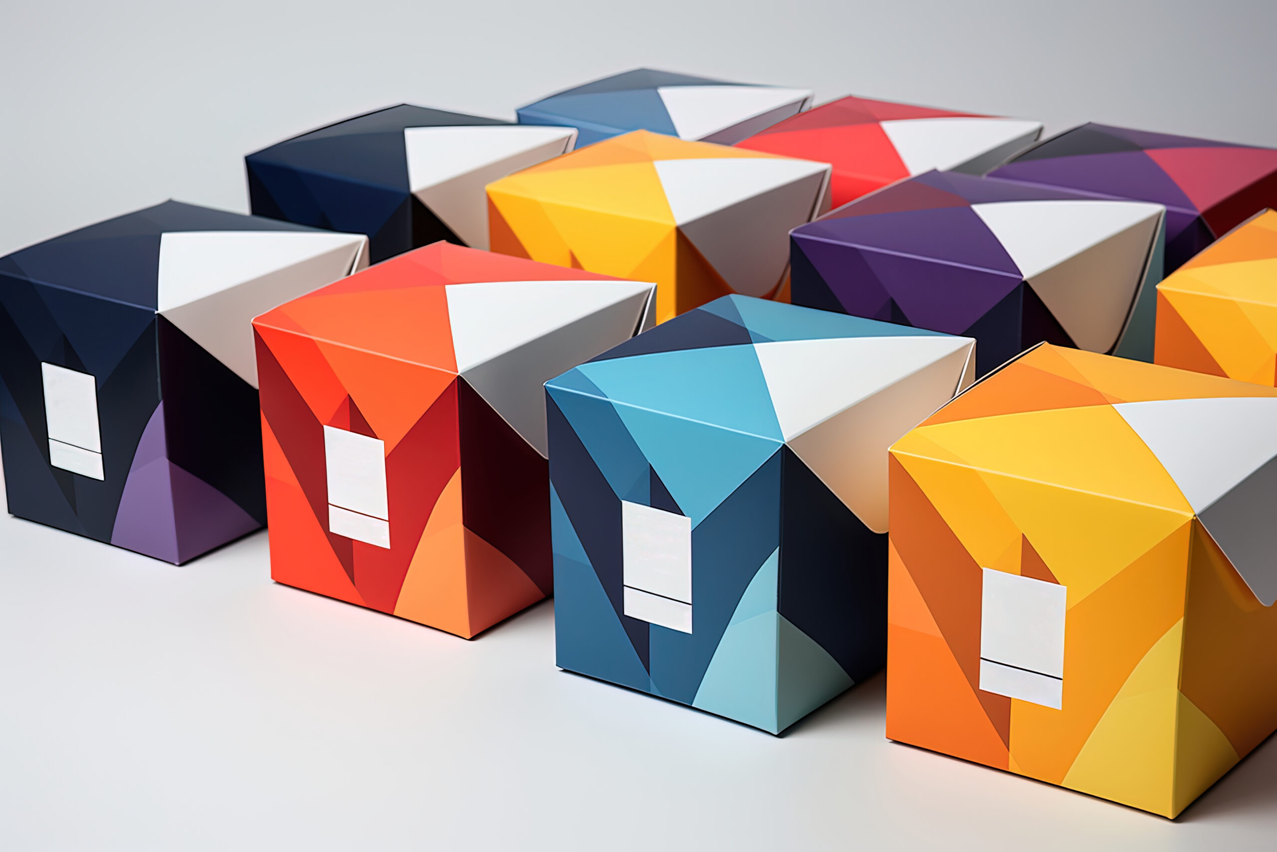 Geometric Packaging Concepts. Geometric packaging concepts for various products. Generative AI